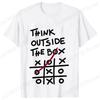 Retro Men's T-Shirt Think Outside The Box Print Short Sleeve T-Shirt Summer Casual Tees Top Loose Oversized T-Shirt for Men