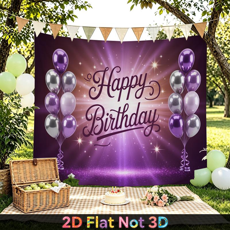 Party Backdrop Birthday Purple Silver Photo Booth Background Front Door Decor