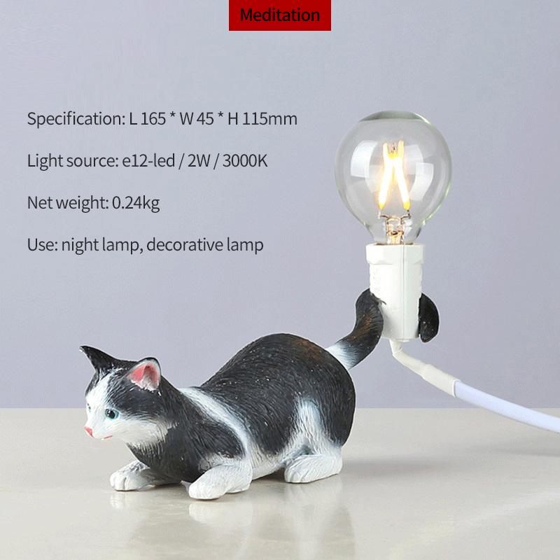 Lampă de pisică neagră, lampă decorativă cu animale, living creativ nordic, dormitor, magazin de haine, lampă de noapte mică pentru pisică