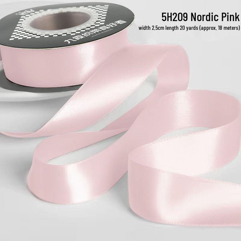 2.5cm Double-Sided Satin Ribbon for DIY, Weddings, Gifts, Bouquets, Cakes, and Bows