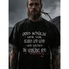 Schwarzes T-Shirt mit Odin-Schutztext und nordischem Symbol-Print für Outdoor-Abenteuer und Wikinger-Themenveranstaltungen, GROßE GRÖSSE