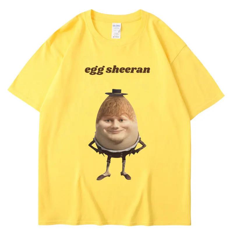 Funny Egg Ed Sheeran Meme Picture Tshirt Breathable Casual Short Sleeve Men's Women's Tshirt Super Street Headwear Gift