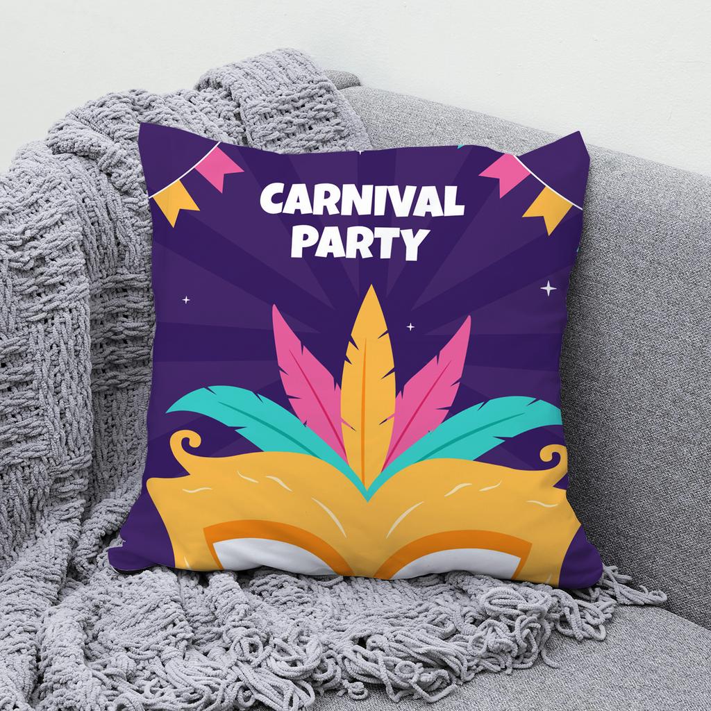 Patterns Of The Brazilian Carnival Throw Pillow Cover With Short Plush Print For Living Room Sofa Decoration Cushion Cover