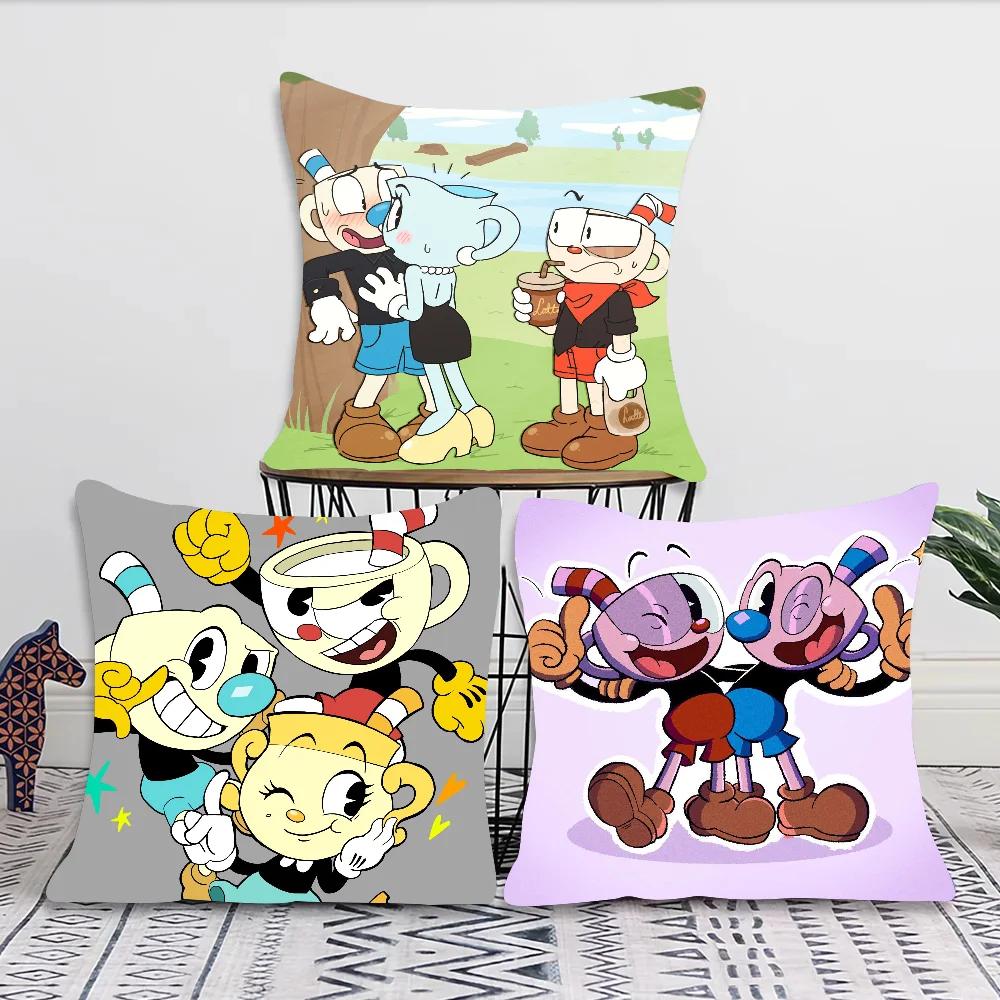 C-Cuperhead Animated Adventure Game Pillow Case Square Pillow Bedroom Sofa Leisure Comfort Car Living Room Home Decoration 40X40