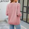 BITCED Autumn/Winter Women's Solid Colour Zip-Up O-Neck Knitted Cardigan