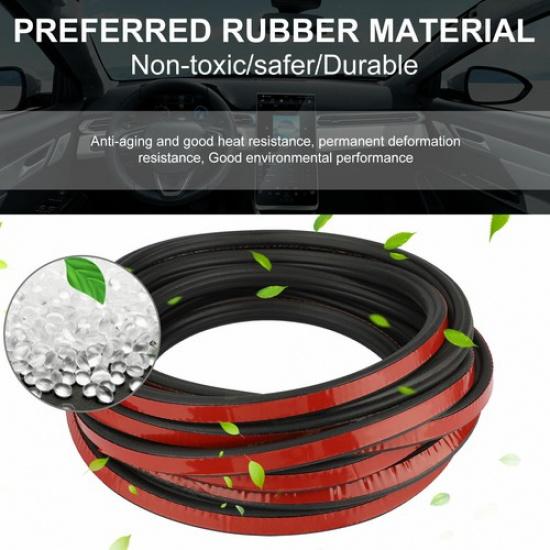5M L-Shape Rubber Car Seal Door Strip Hood Trunk Edge Weatherstrip Moulding Trim
