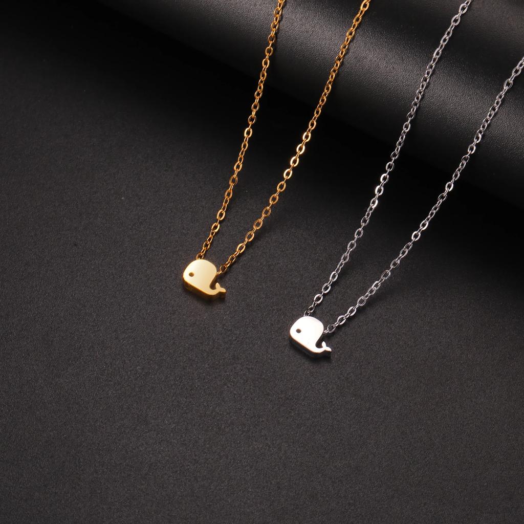 Mini Whale Pendant Necklace for Women Girls Stainless Steel Gold Color Choker Cute Marine Animal Jewelry Birthday Gift