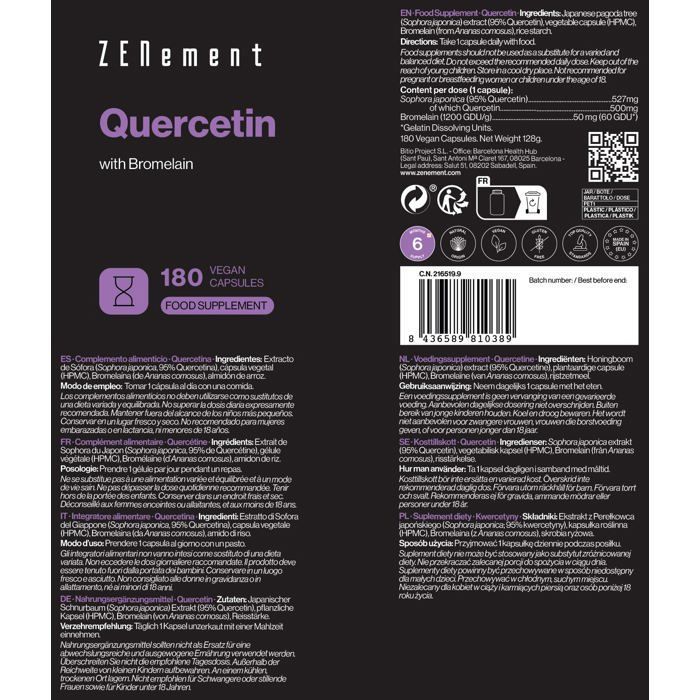 Quercétine avec bromélaïne - 180 gélules véganes