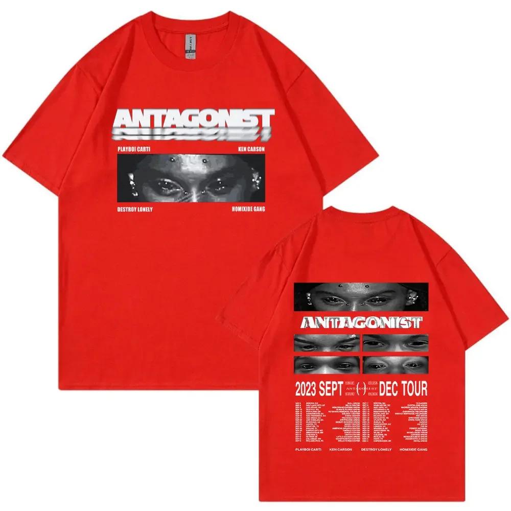 Rapper Playboi Carti Antagonist Tour Tshirt 2023 Concert Fans T Shirt Unisexs Fashion Hip Hop Short Sleeve Oversized Tshirts Bla