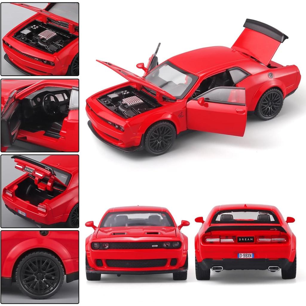CCA 1/36 Dodge Challenger SRT Hellcat assemblé modèle de voiture jouet modifié pour garçons enfant moulé sous pression en métal roues gratuites Collection cadeau  26