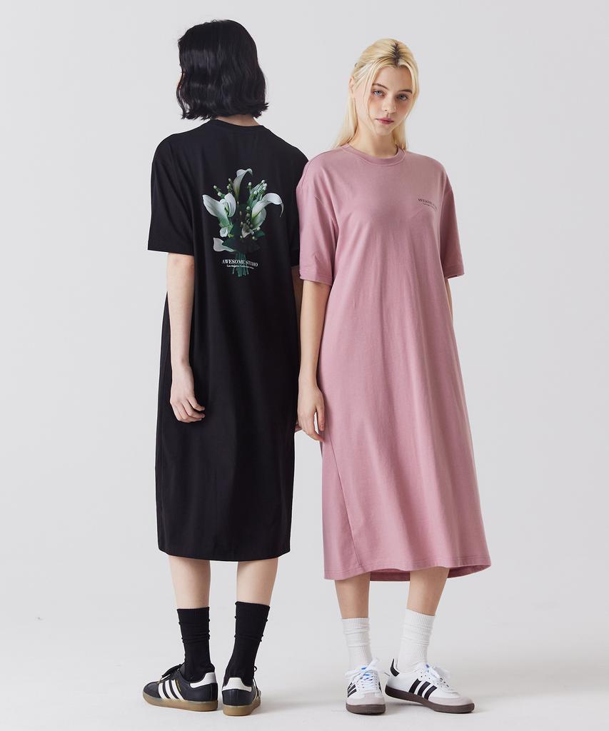 AWESOME STUDIO Digital Flower Long Dress Indie Pink