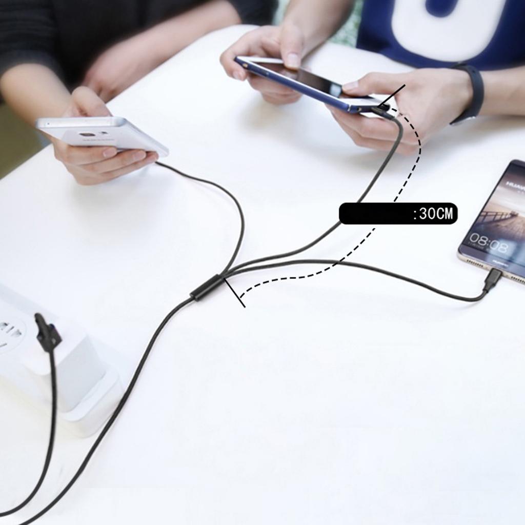 1 In 3/4/5 Out USB To Micro USB Charging Cable Nylon Braide Power Supply Cord Support Quick Charge for Phone Tablets