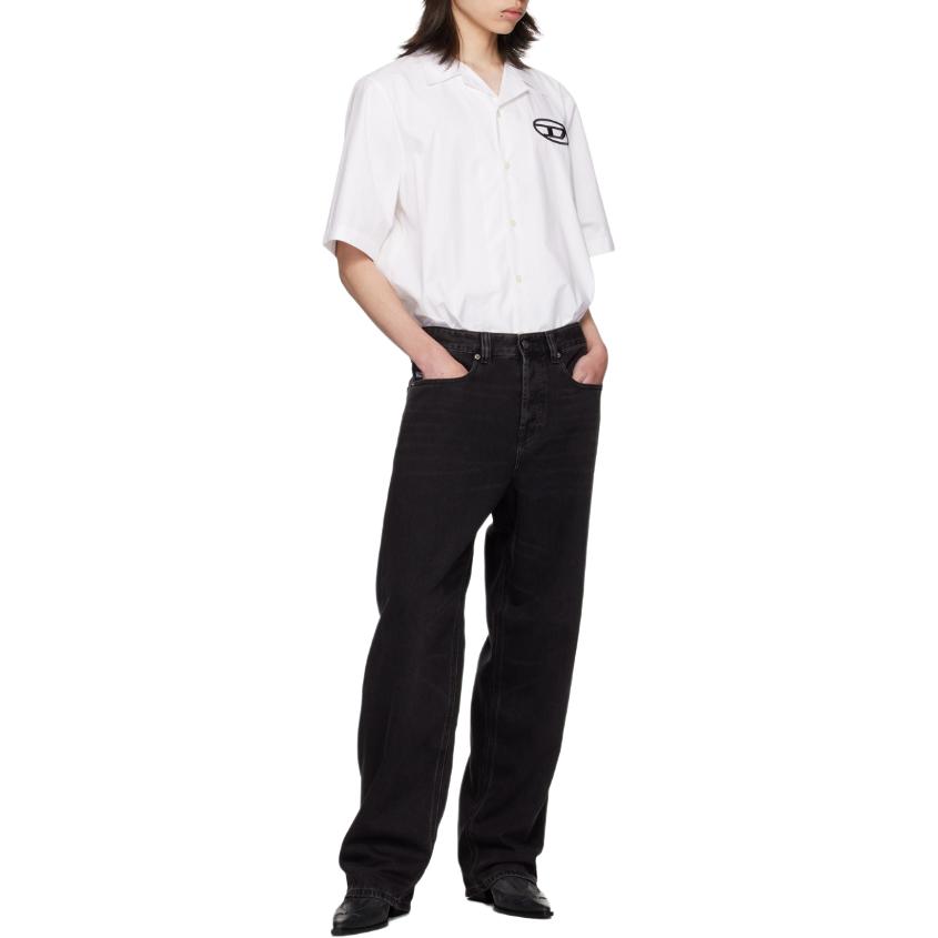 Diesel logo embroidered bowling shirt A146360PCAL-100