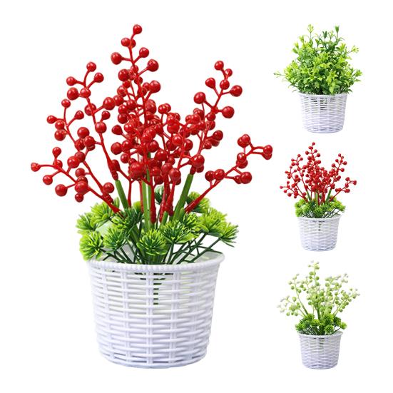 Plastic Artificial Plant Bonsai Delicate Pretty Maintenance Free Fake Berry