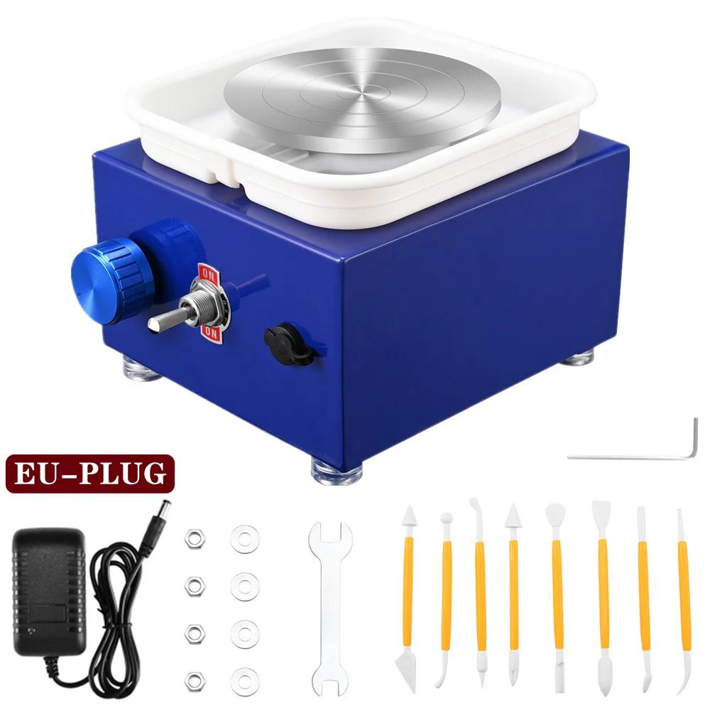 Electric Pottery Wheel Machine with Turntable+Sculpting Kit, DIY Clay Tools Mini Pottery Forming Machine for Arts Crafts Ceramic