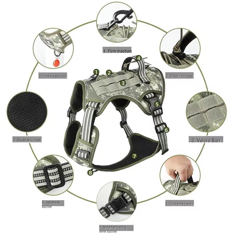 Reflective Dog Harness Tactical Training No Pull Medium Large Dog Vest Adjustable Safety Lead Military Running Pet Harnesses