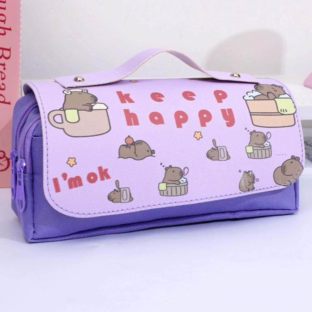 

Многослойный пенал Капибара Грязеотталкивающий Вместительный Пенал Хранение Канцелярских Товаров фиолетовый