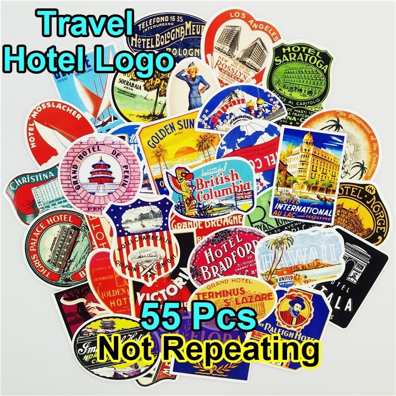 55pcs/lot Vintage Old Fashioned Style Luggage Suitcase Travel Stickers Gifts Hot