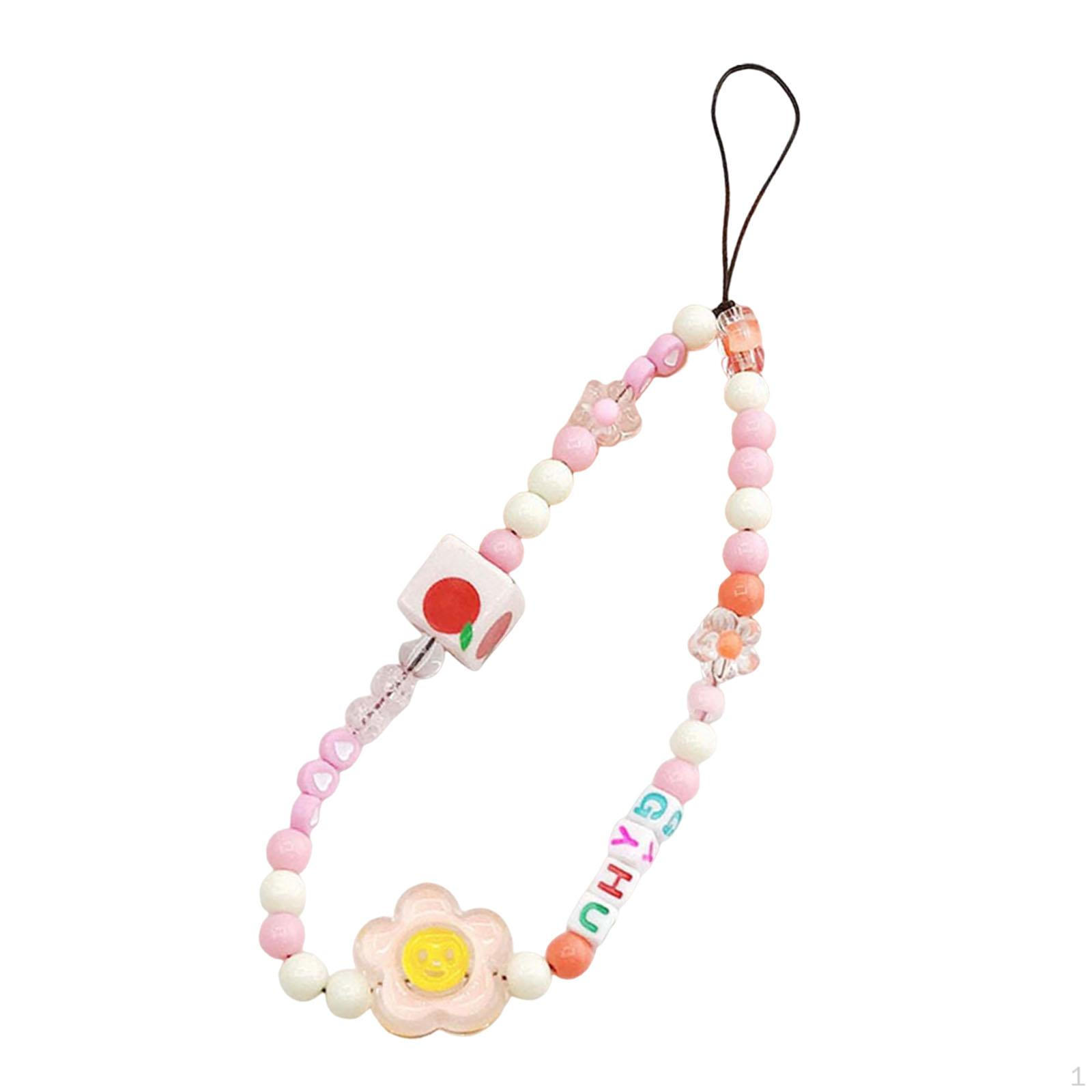 

Ремешок для телефона с бисером, многофункциональный элегантный браслет с подвесками Smile Flower Chain