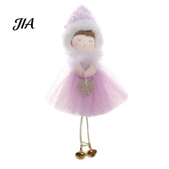 Christmas Tree Ornaments Angel Hanging Ornaments, Decorative Tulle Dress Doll Pendant Cream Aesthetic Home Accents with Bell for Xmas Wedding