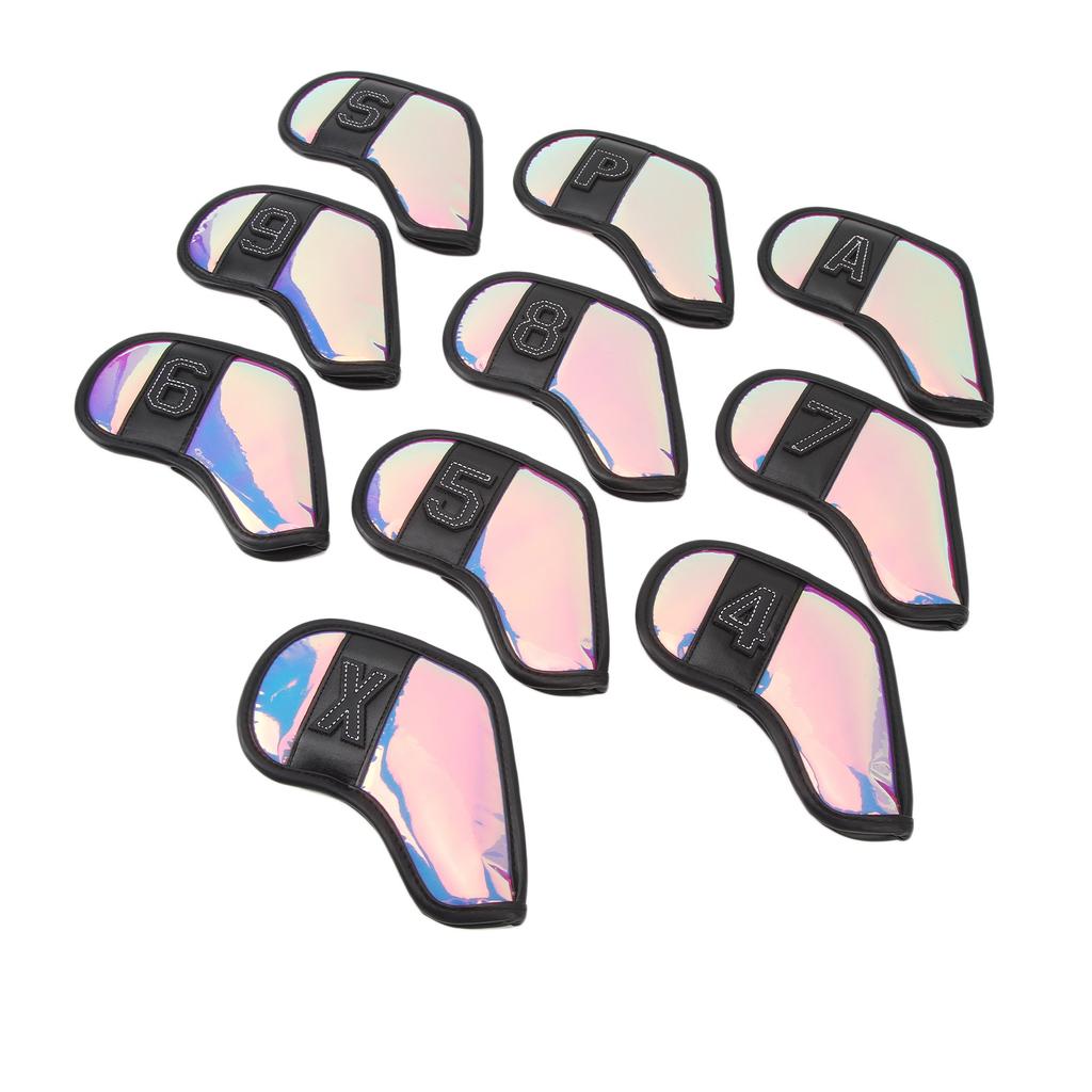 10 PCS Golf Club Head Covers PU Fabric Surface Stylish Impact Proof Scratch Proof Golf Iron Covers