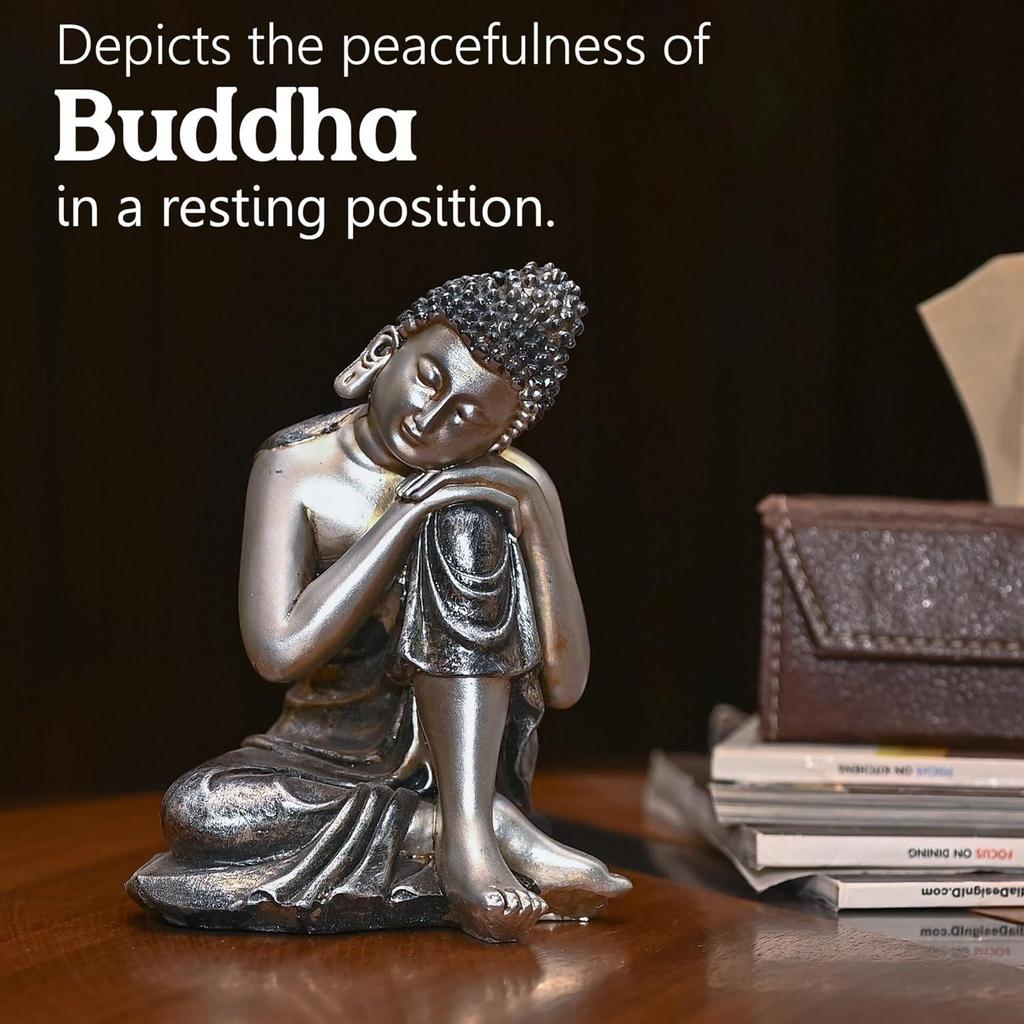 Nachdenkliche Geschenke für Männer – Ruhende Buddha-Statue auf dem Knie | 6-Zoll Lord Buddha Schauobjekt für Wohnzimmer, Meditationsräume, Büro