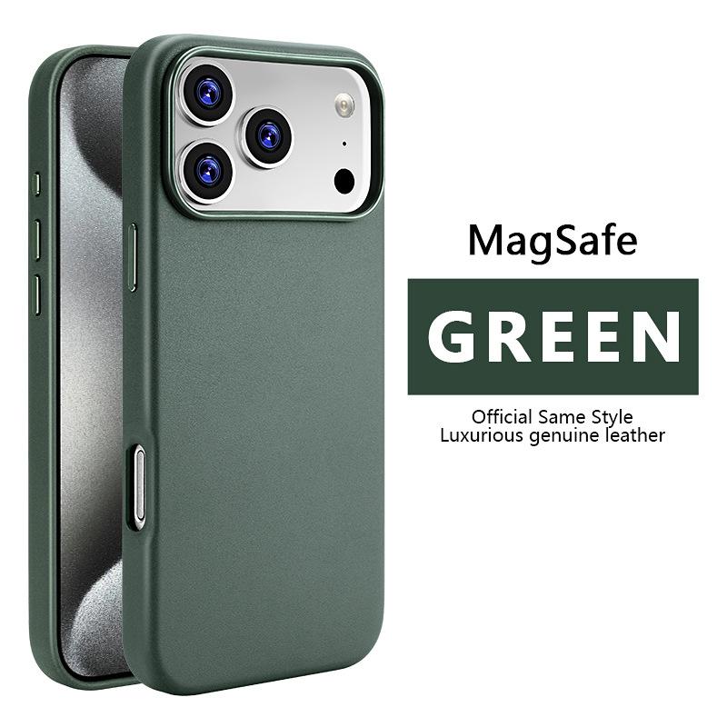 Plain Leather Case For iPhone 17 Air 16 15 14 Plus 13 Magnetic Cover For Magsafe Cover