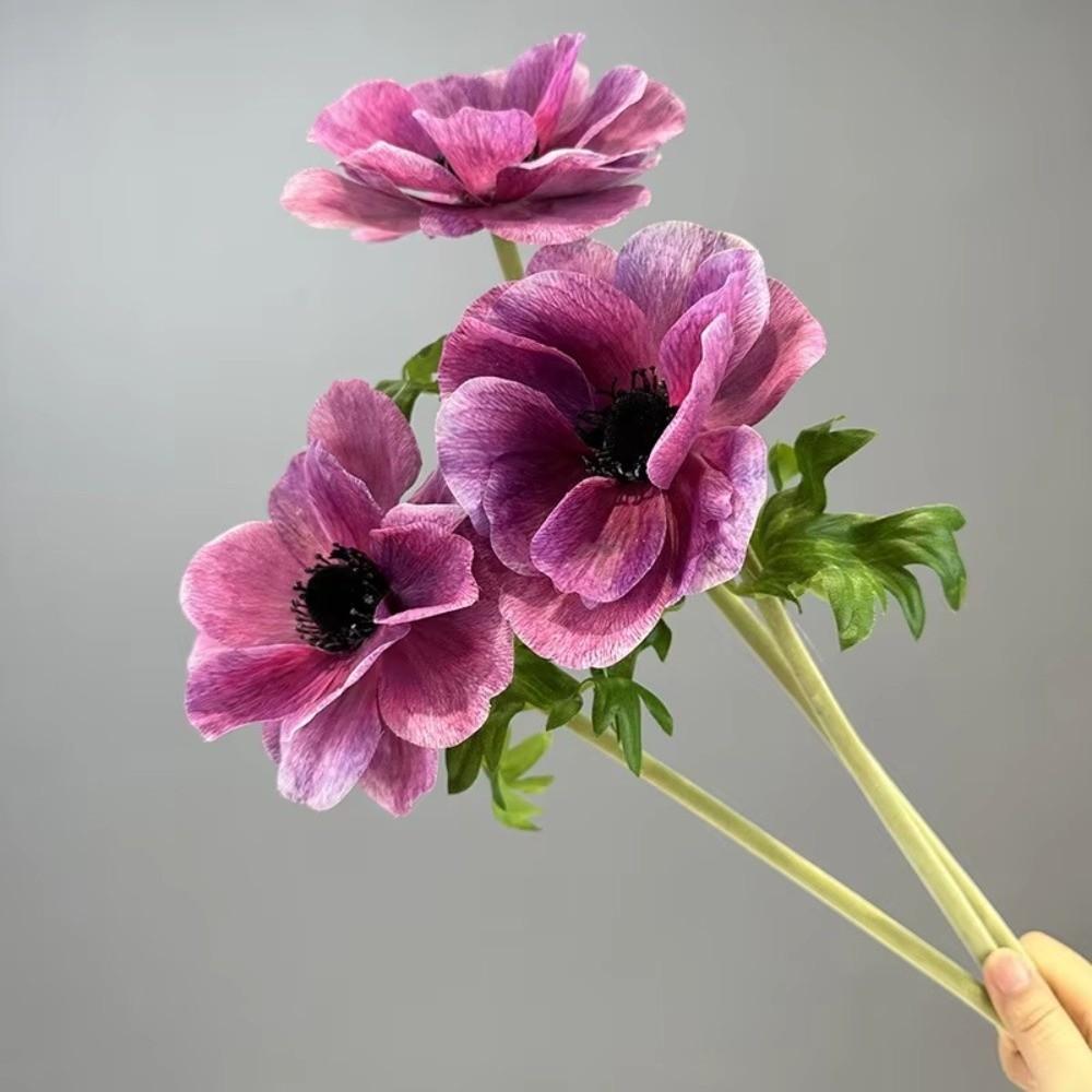 3D Printing Artificial Anemone Home Decorative Silver Lotus Flower Branch Fake Flowers Wedding Decoration Floral