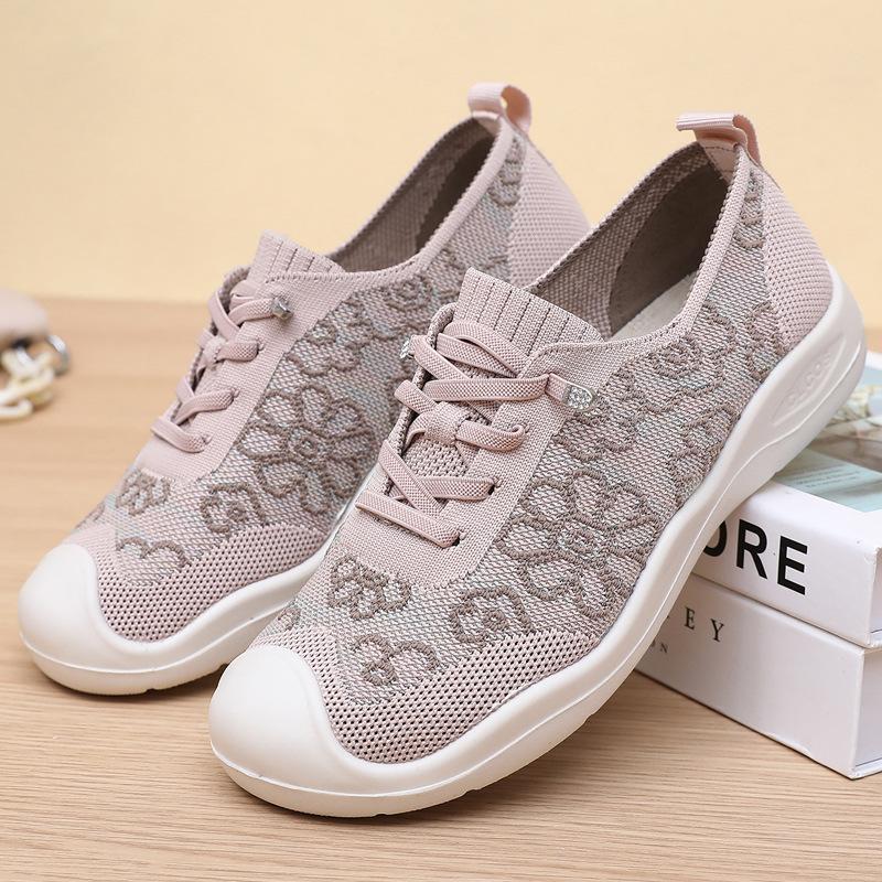 

2025 весна и лето новые туфли из старой пекинской ткани женские удобные и дышащие плетеные туфли легкие повседневные туфли для мам с одной педалью 41 розовый