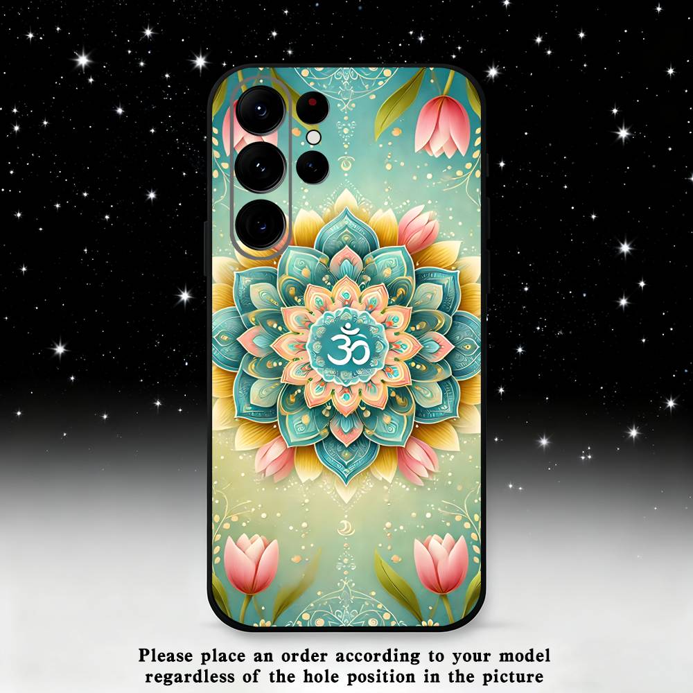 Yoga Aum Om Mandala Elegante Handyhülle Für Samsung S25, S24 Ultra, S20, S30 Plus, S22 Plus, S23, S30 Ultra 5G Silikon Schwarze Hülle