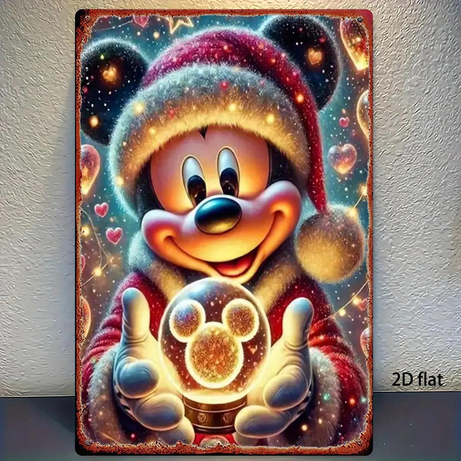 

2D Плоский, 1 шт. Жестяная картина Дисней Микки Рождество Снежный шар Металлическое искусство, Прочный металлический декор для дома, кухни, бара, сада и фермы 7.9x11.8In(20x30cm)