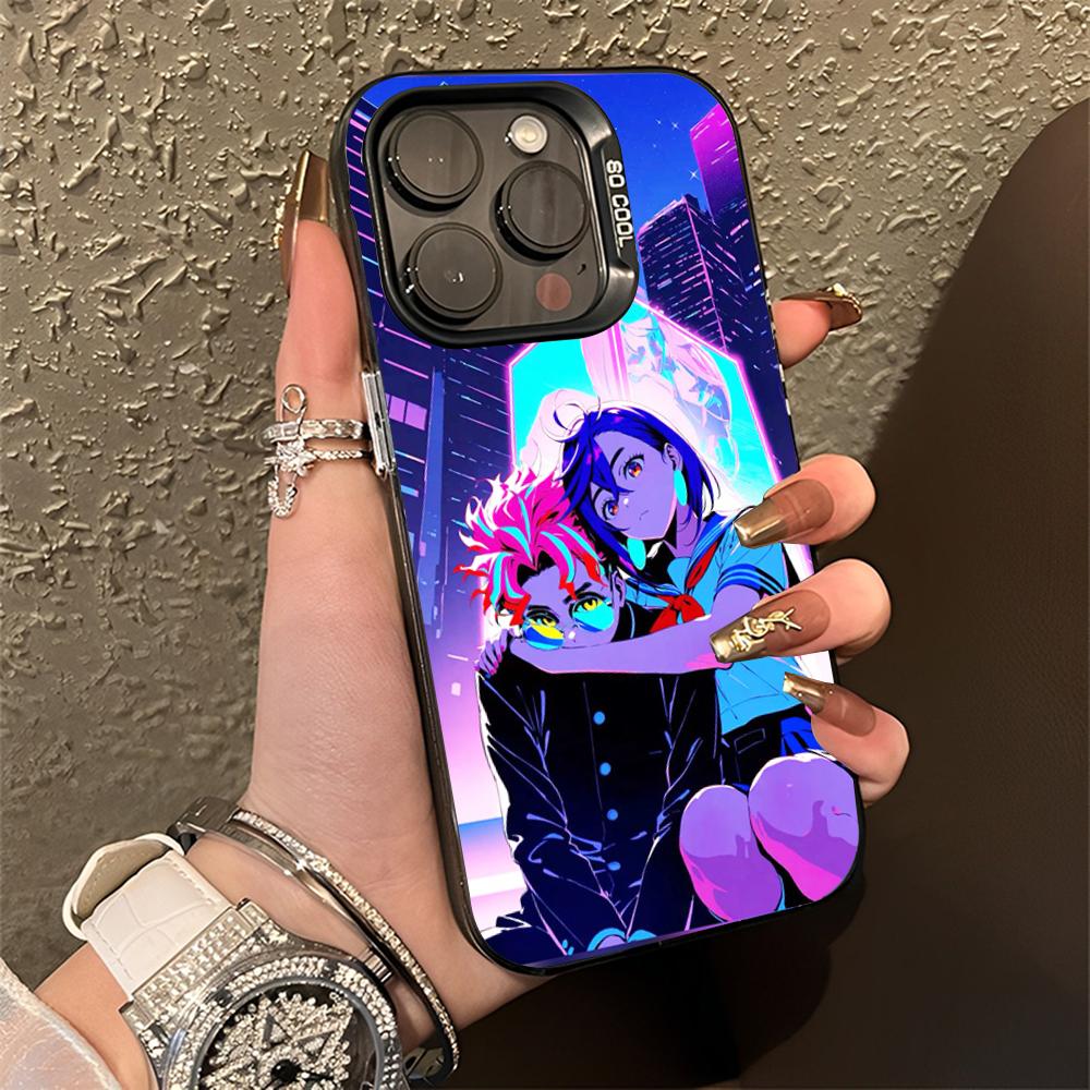 Momo Ayase D-Dandadans Handyhülle Für iPhone 16,15,14,13,12,11,Pro,Max,Plus,Mini,XS,SE Anti-Fall Schwarz Matt Hartes Bumper
