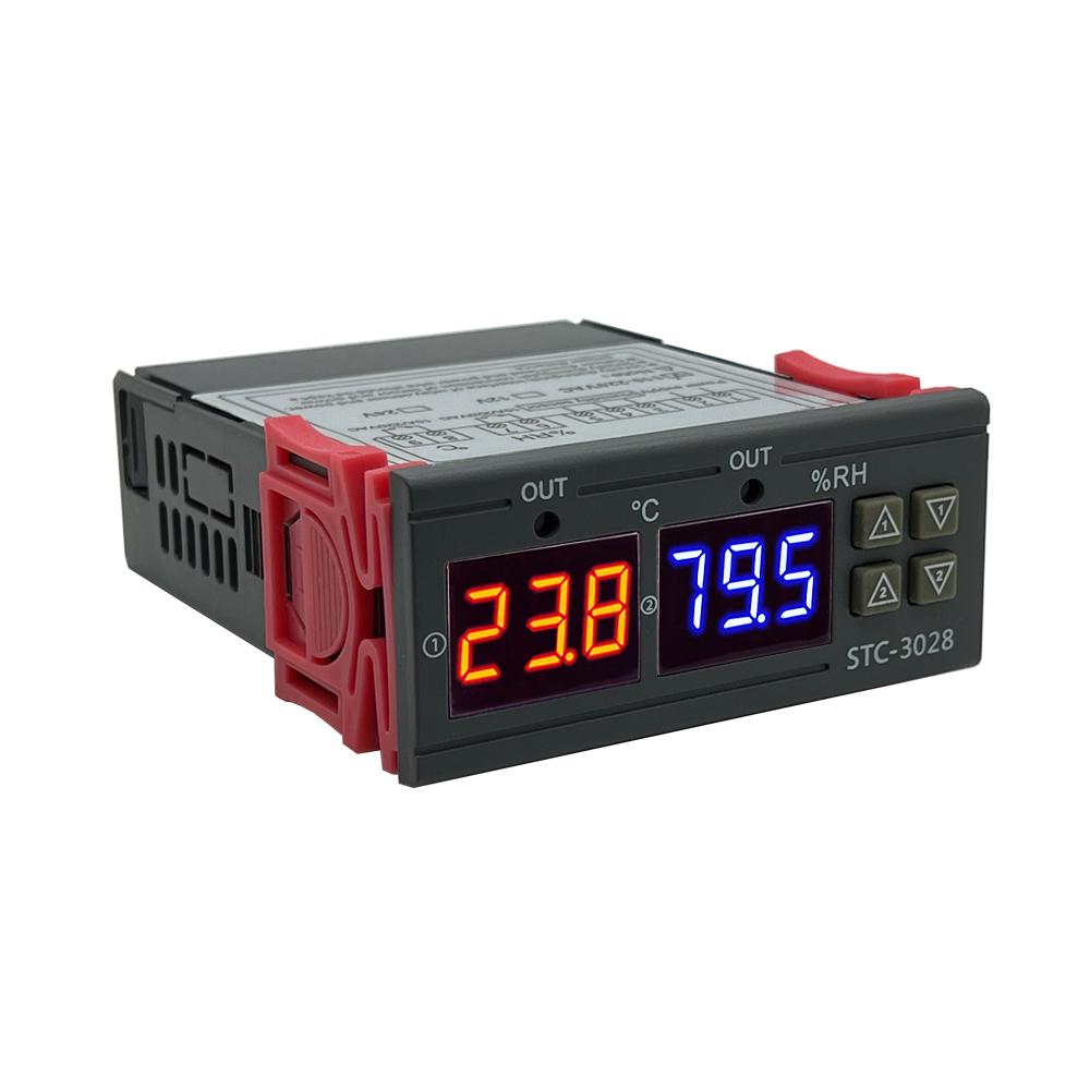 Dual Digital Thermostat Temperature Humidity Control STC-3028 Thermometer Hygrometer Incubator Controller AC 220V DC 12V 24V