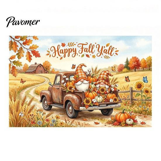 Dekorative Herbstszene für Party 70 x 45 Zoll Kürbis-Hintergrund, Herbsternte-Gnom-Dekorationen Vogelscheuche Fotografie-Hintergrund, Thanksgiving-Banner