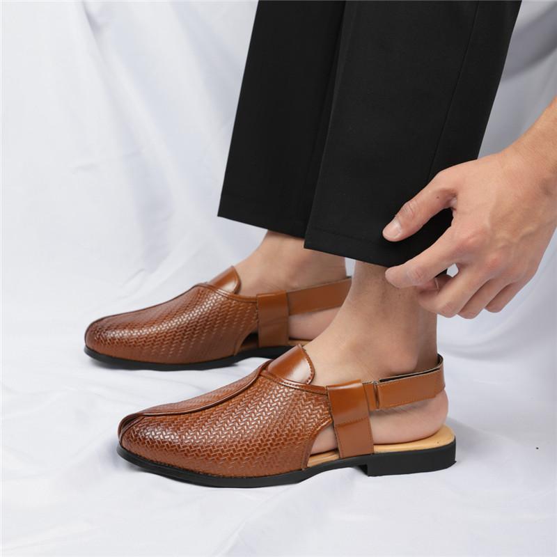 Summer Designer New Men's Gladiators Peep Toe Belt Buckle Patent Leather Casual Shoes Breathable Beach Sandals Outdoor Slippers