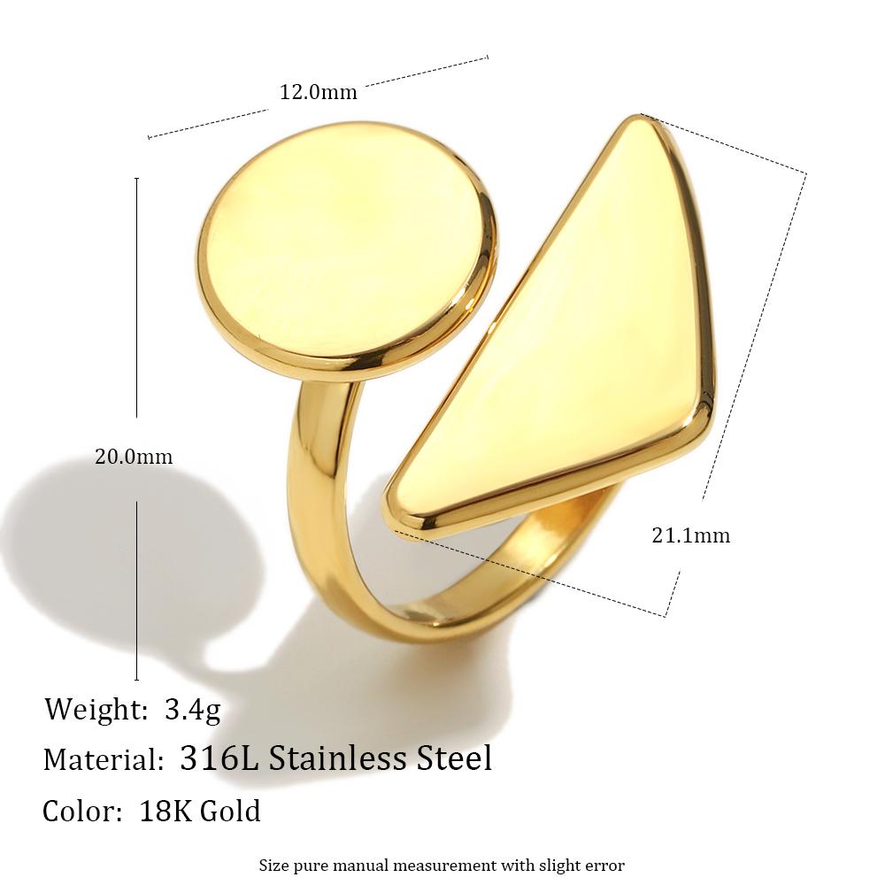 MamacitaSlay 316L Stainless Steel Mixed Color Circular Triangular Ring Waterproof 18K Gold Plated Jewelry Women's Unique Ring