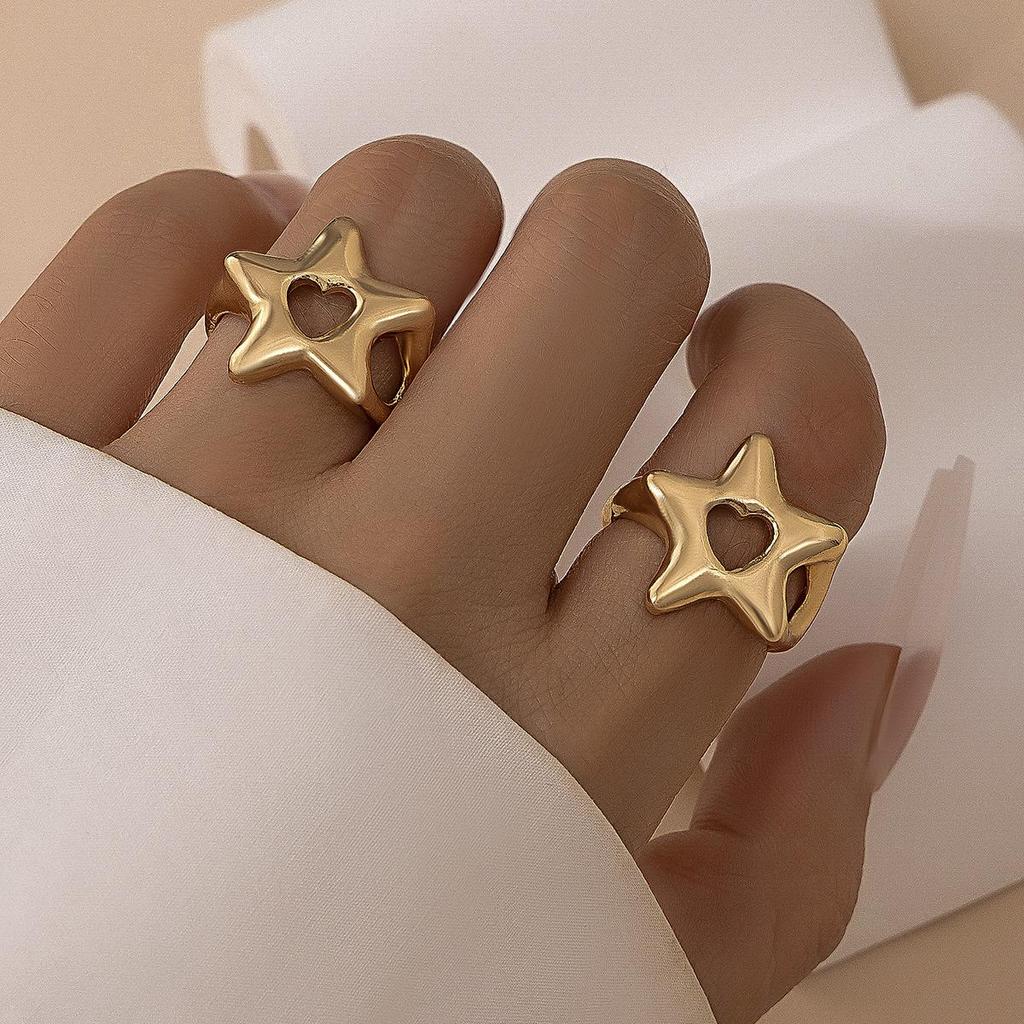 Women's Geometric Hollow Star Ring Set – Chic and Cool Design