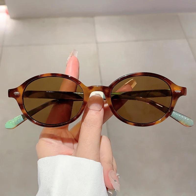 Y2k Vintage Oval Sunglasses Women  New Fashion Candy Color Shades Trendy Retro Solid UV400 Protection Outdoor Eyewear