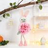 Easter Bunny Decor Cute Rabbit With Flower Hanging Ornaments For Tabletop Mantel Holiday Home Party Table Decorations Gift