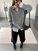 Korean Style Casual Slimming Long Sleeve Polo Pullover Sweater Coat 2026