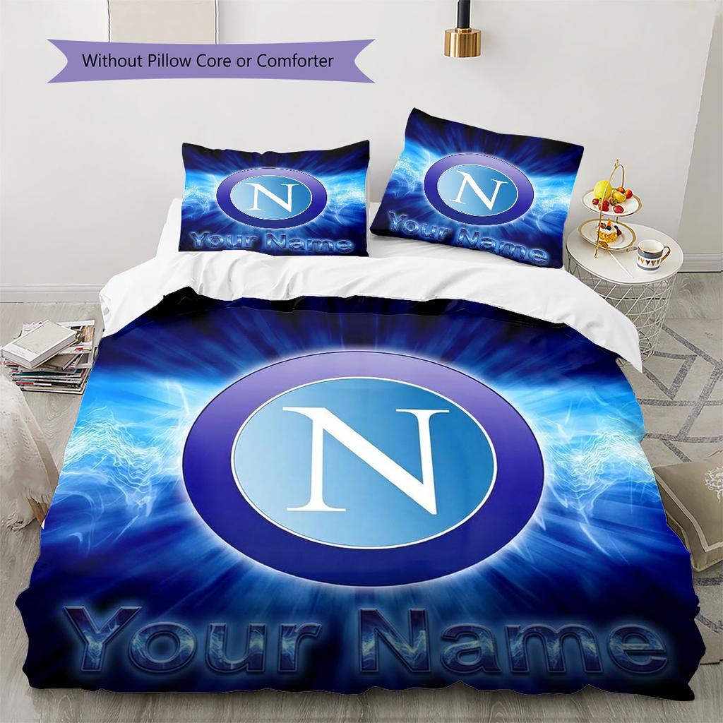 SSC Napoli Custom Name Pattern Bedding,Quilt Set Quilt Cover Pillowcase Home Birthday Gift(1 * duvet cover + 2 * pillowcase, without core)
