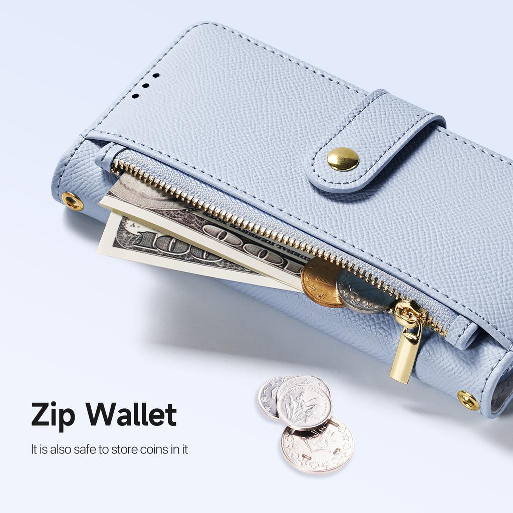 DUX DUCIS Lawa Series for iPhone 16 Magnetic Case Detachable Zipper Wallet Cowhide Leather Cover