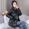 Damen Daunenjacke Winter glänzend Übergröße Stehkragen Parka Outwear Daunen gepolsterte Mäntel weiblich