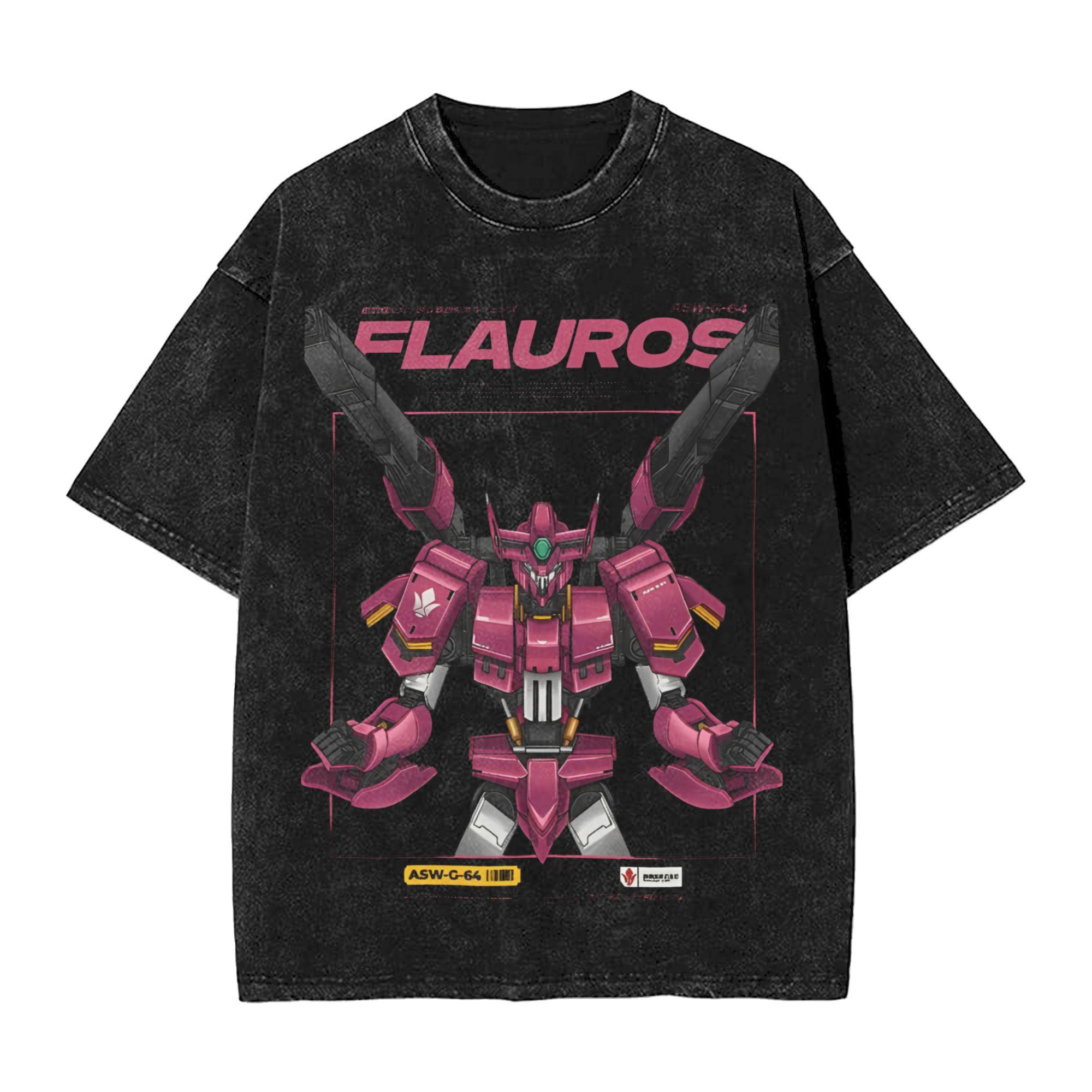 Anime Gundam RX V Printed Tshirt Mens and Womens Washed Tshirt High Quality Vintage Cotton Tshirt Harajuku Tops XL