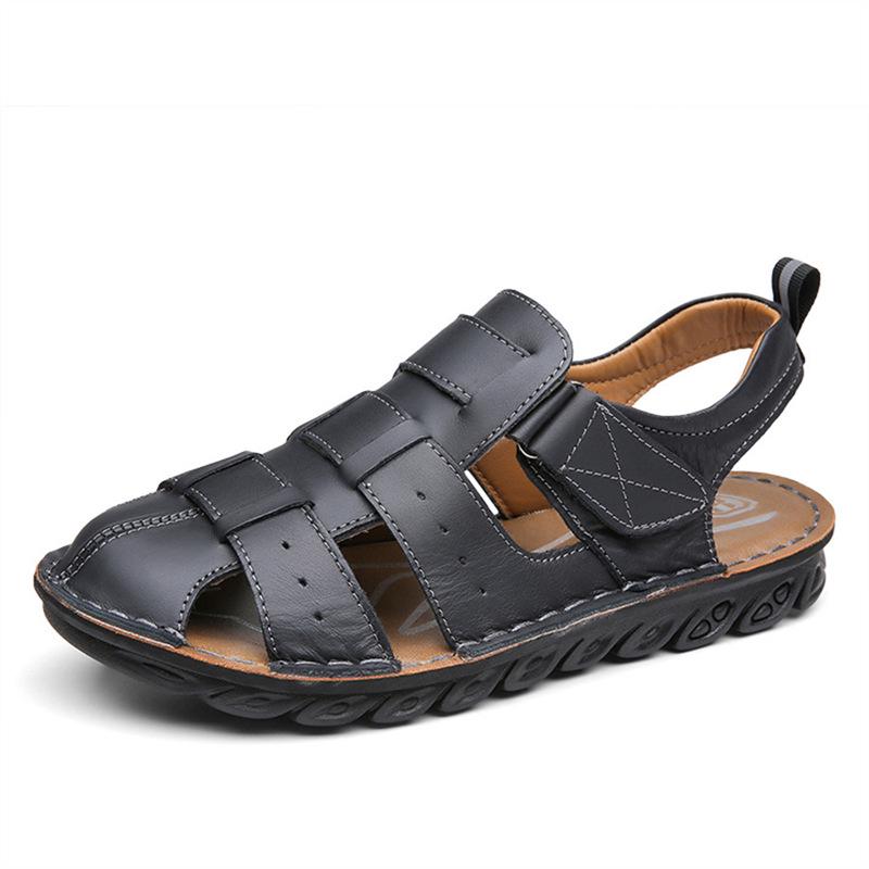 2025 Summer Men s Soft Sole Non-slip Leather Sandals – Youth Beach  Driving Footwear 42