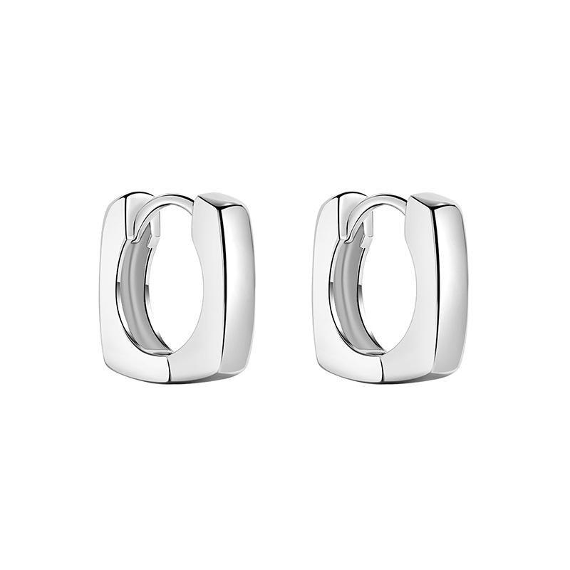 Glossy Plain Circle U-shaped Simple and High-end Geometric Cool Style Square Earrings