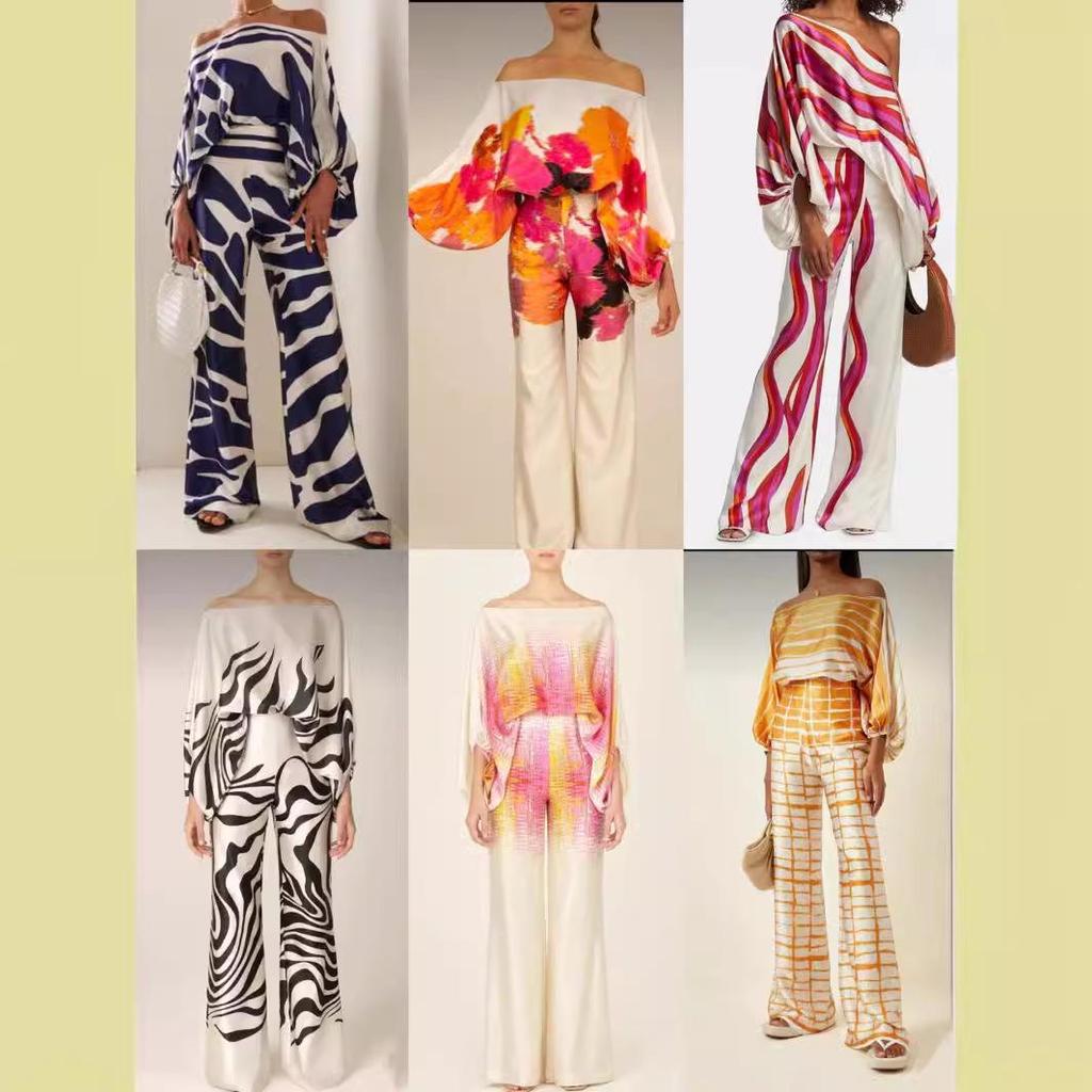 2024 Summer Women's Wide-Leg Long Pants Set - Slimming Casual Two-Piece Outfit