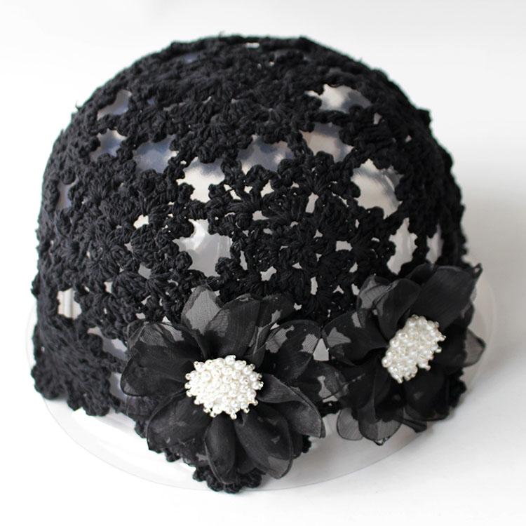 Милая цветочная шляпа Баотоу, летняя дорожная высококачественная жемчужная ретро-вязаная шапка, весенняя женская мода, универсальные шляпы цвета дыни 54-58cm