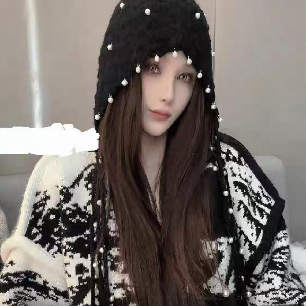 Ladies' Hats New Hand-Knitted Floral Braid Knit Hat for Women Retro Warm and Stylish Fringe Hat Trendy