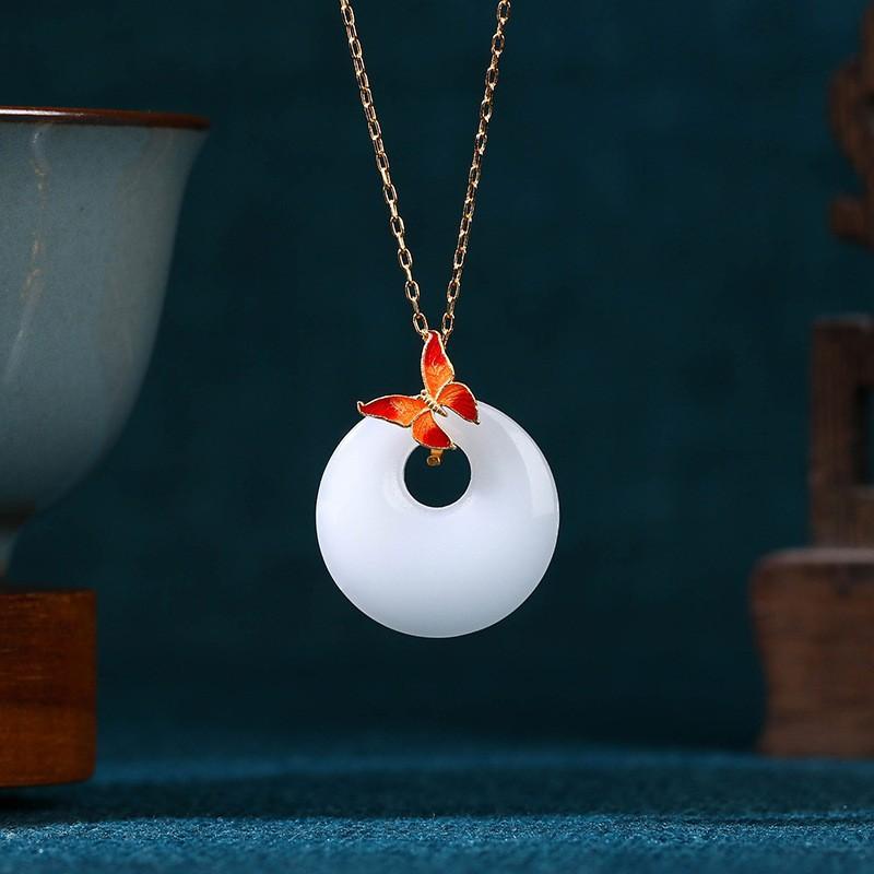 Meier New chinoiserie chinese style enamel imitation jade necklace summer women's classy hot style